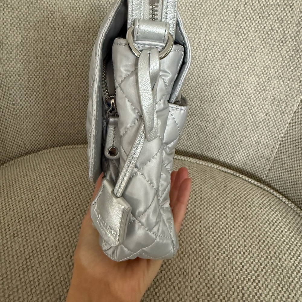 Mz Wallace Silver Oyster Crosby Lock Medium Crossbody Bag - Picture 6 of 11